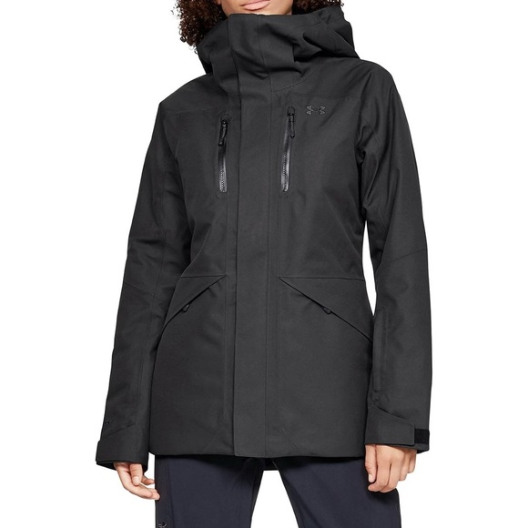 UNDER ARMOUR Black Emergent Insulated Winter Snow Full Zip Jacket Coat Sz Small - Picture 1 of 16